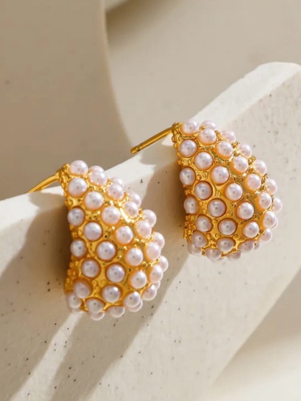 Gold Pearl Cluster Earrings - Classic Women Jewelry